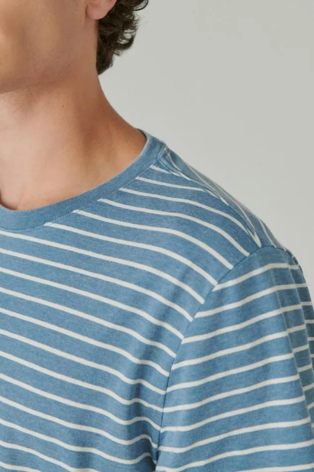 Lucky Brand Venice Burnout Stripe Crew Multi Men Shirts and Tops