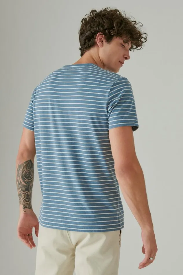 Lucky Brand Venice Burnout Stripe Crew Multi Men Shirts and Tops