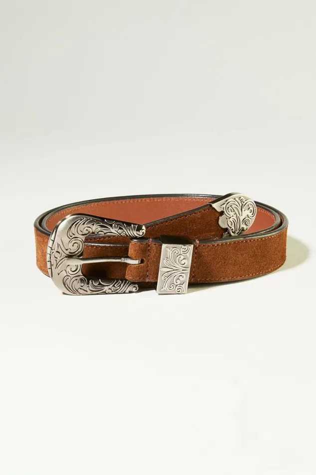 Lucky Brand Western Buckle Belt Dark Brown Women Belts
