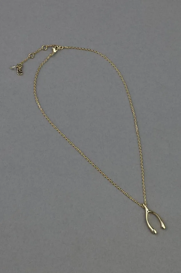 Lucky Brand Wish Bone Pendant Gold Women Jewelry