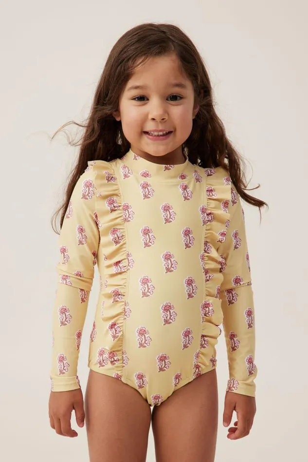 Lydia One Piece Raffiaflora Flower Stamp Girls Cotton On Swimwear
