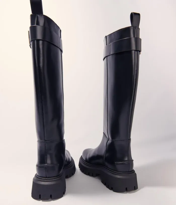 Maje Buckled Leather Boots Women Booties and Boots