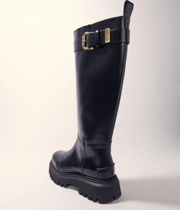 Maje Buckled Leather Boots Women Booties and Boots