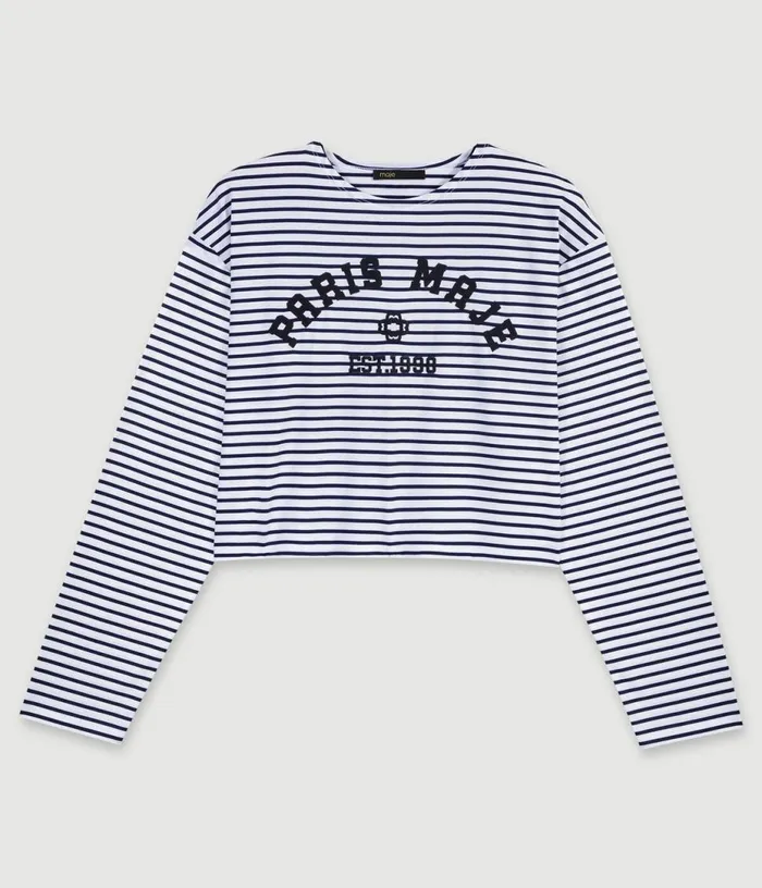 Maje Cropped Shortsleeves Tshirt Women Tops and Shirts