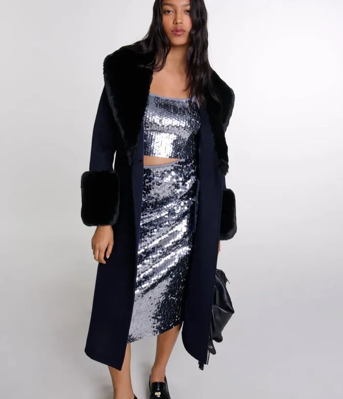 Maje Doublefaced Faux Fur Coat Women Coats