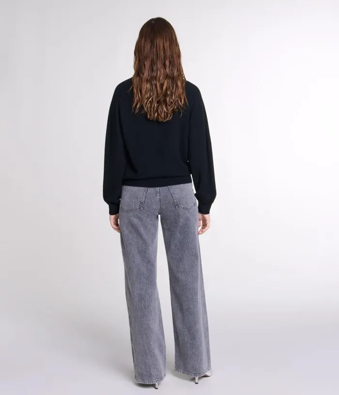 Maje Knit Jumper With Rhinestone Neck Women Sweaters and Cardigans