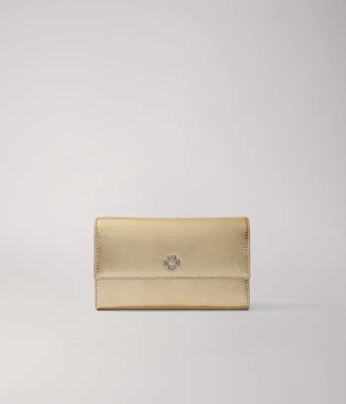 Maje Leather Clutch Bag With Chain Women Small Leather Goods