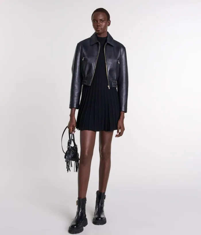 Maje Leather Jacket Women Blazers and Jackets