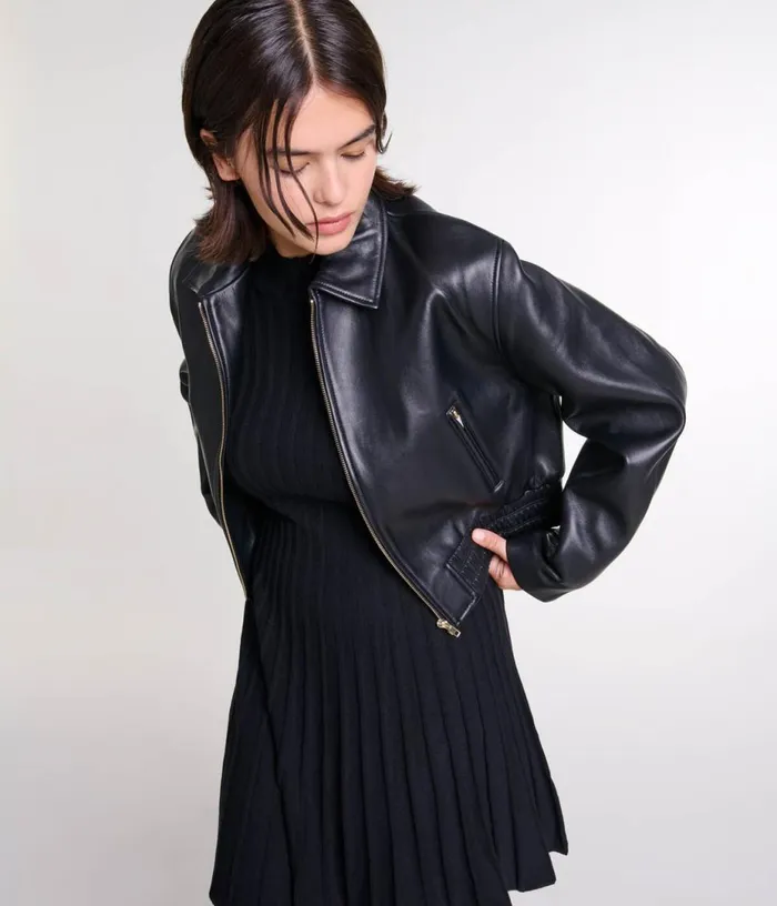 Maje Leather Jacket Women Blazers and Jackets
