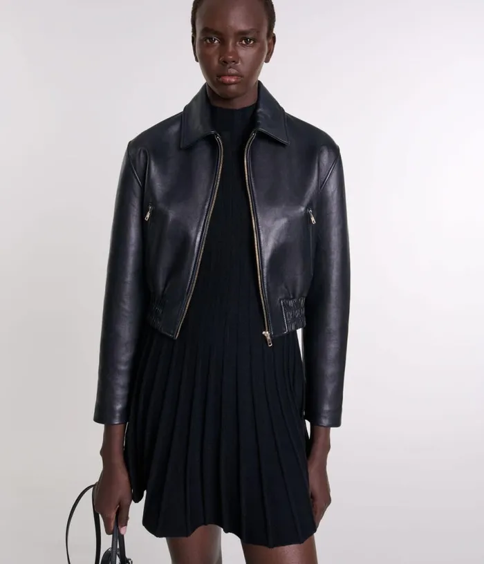 Maje Leather Jacket Women Blazers and Jackets