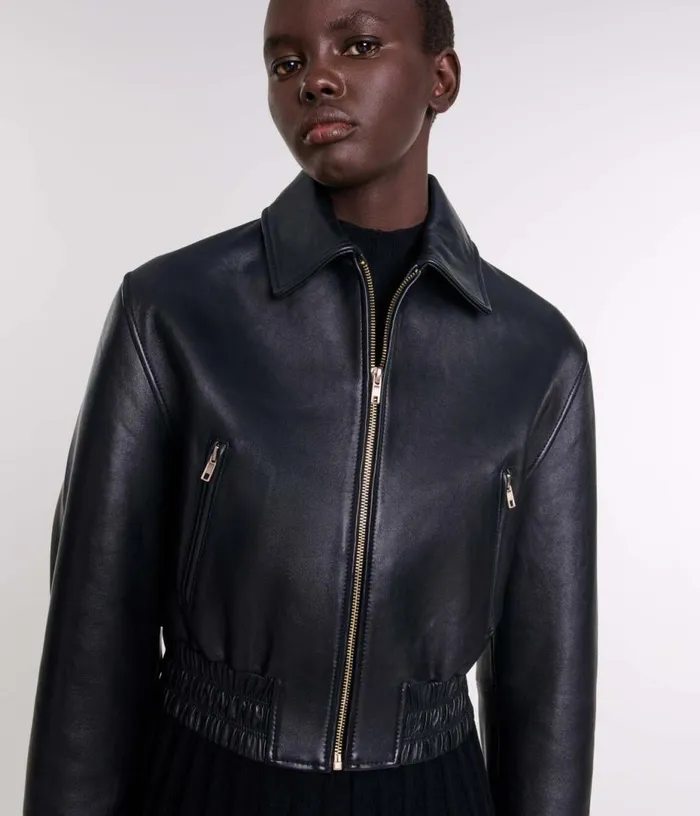 Maje Leather Jacket Women Blazers and Jackets