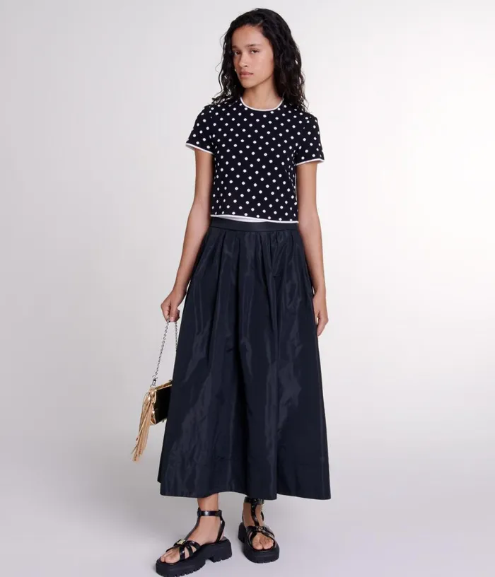 Maje Long Skirt With Contrast Waistband Women Skirts and Shorts