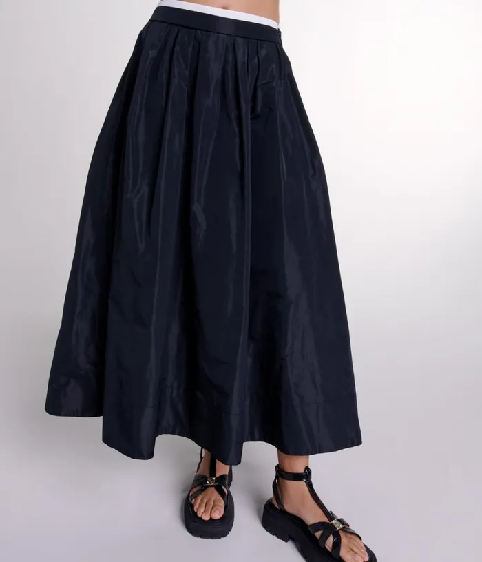 Maje Long Skirt With Contrast Waistband Women Skirts and Shorts