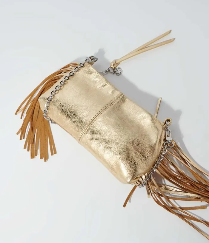 Maje Metallic Leather Miss M Clutch Bag Women Small Leather Goods
