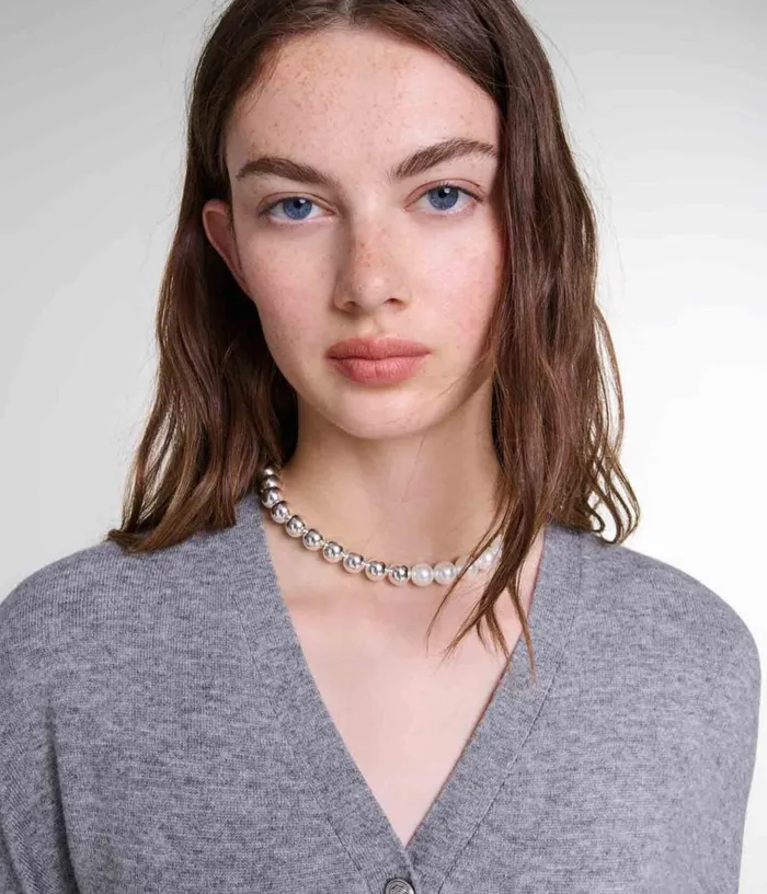 Maje Mixed Pearl Choker Necklace Women Jewelry