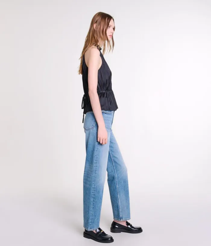 Maje Pleated Satin Top Women Tops and Shirts