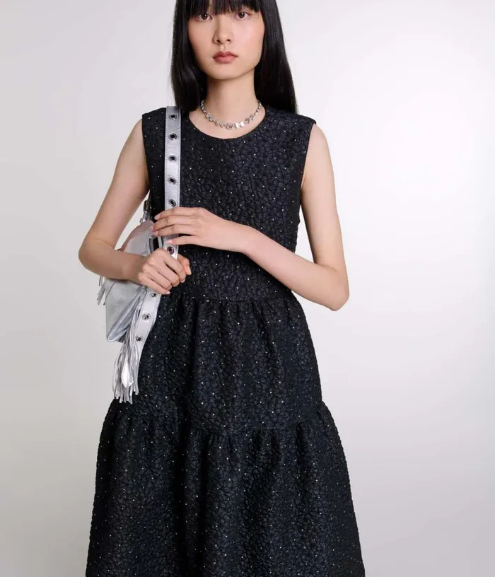 Maje Rhinestone Maxi Dress Women Dresses