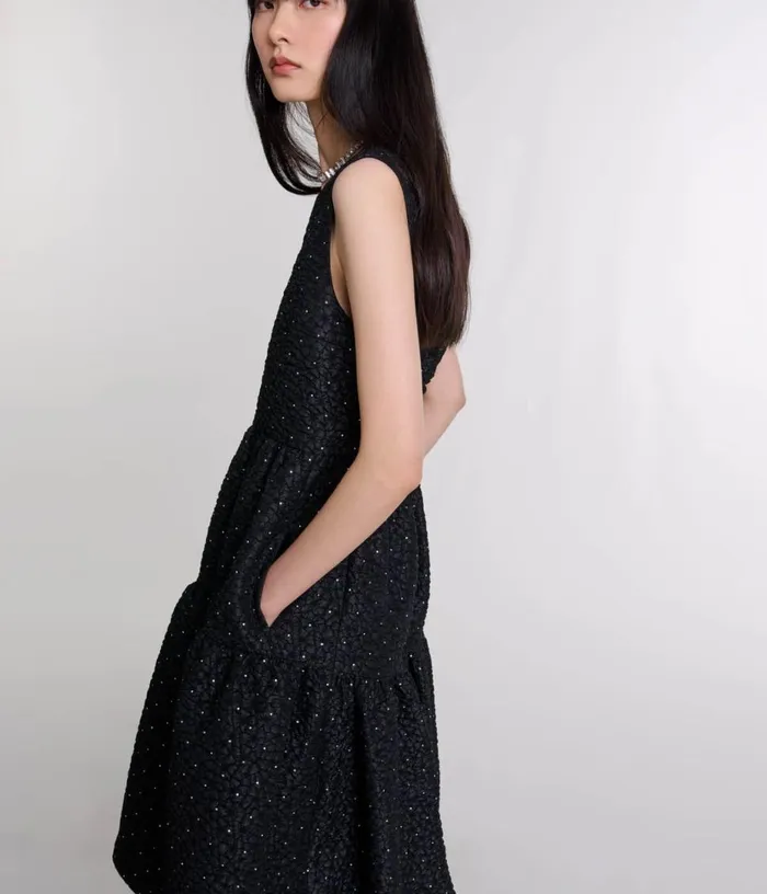 Maje Rhinestone Maxi Dress Women Dresses