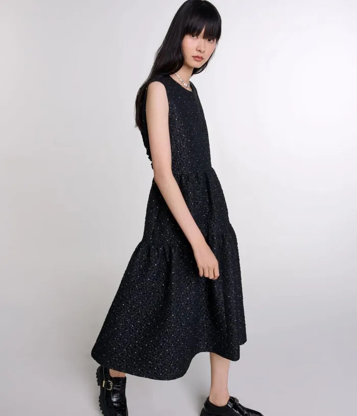 Maje Rhinestone Maxi Dress Women Dresses