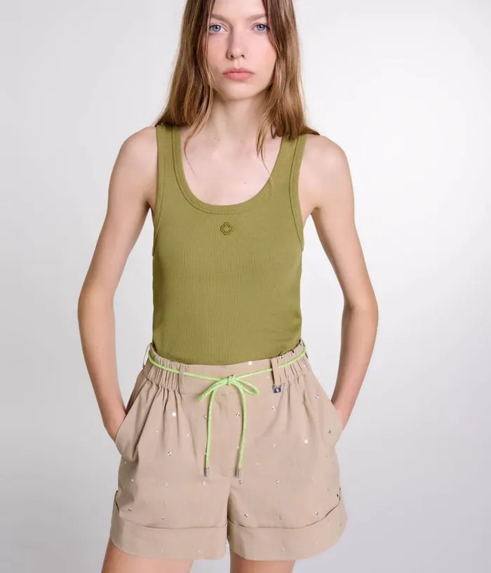 Maje Ribbed Vest Top Women Tops and Shirts