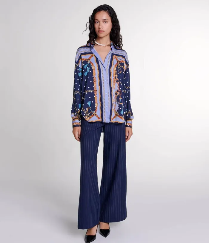 Maje Satineffect Patterned Shirt Women Tops and Shirts
