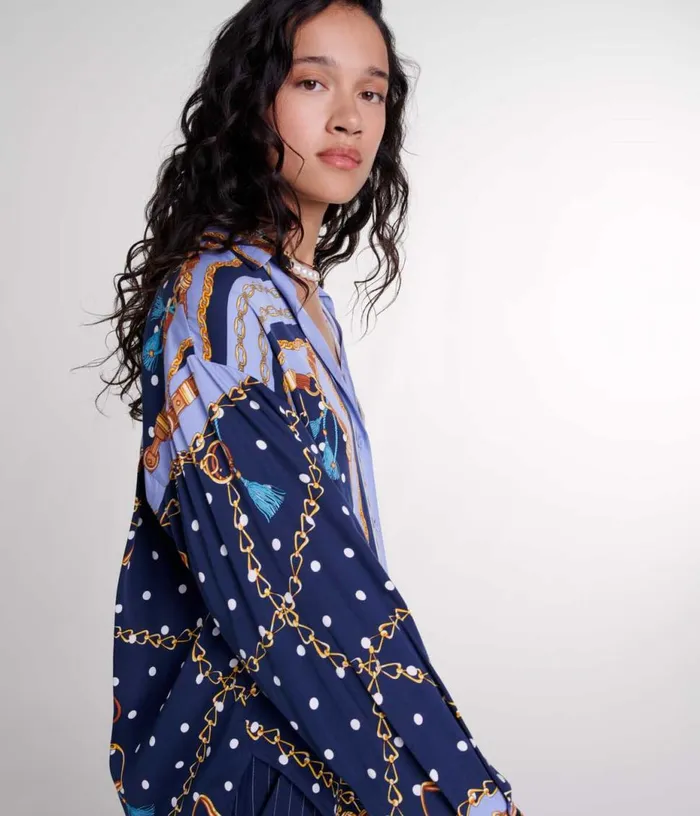 Maje Satineffect Patterned Shirt Women Tops and Shirts