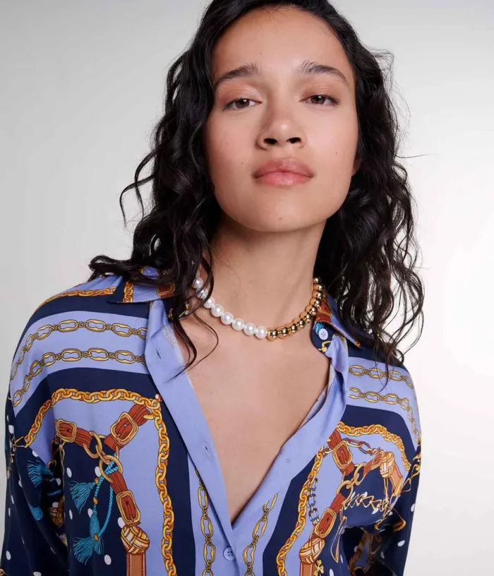 Maje Satineffect Patterned Shirt Women Tops and Shirts