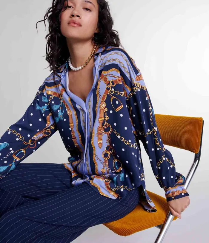 Maje Satineffect Patterned Shirt Women Tops and Shirts