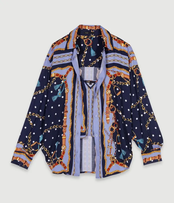 Maje Satineffect Patterned Shirt Women Tops and Shirts