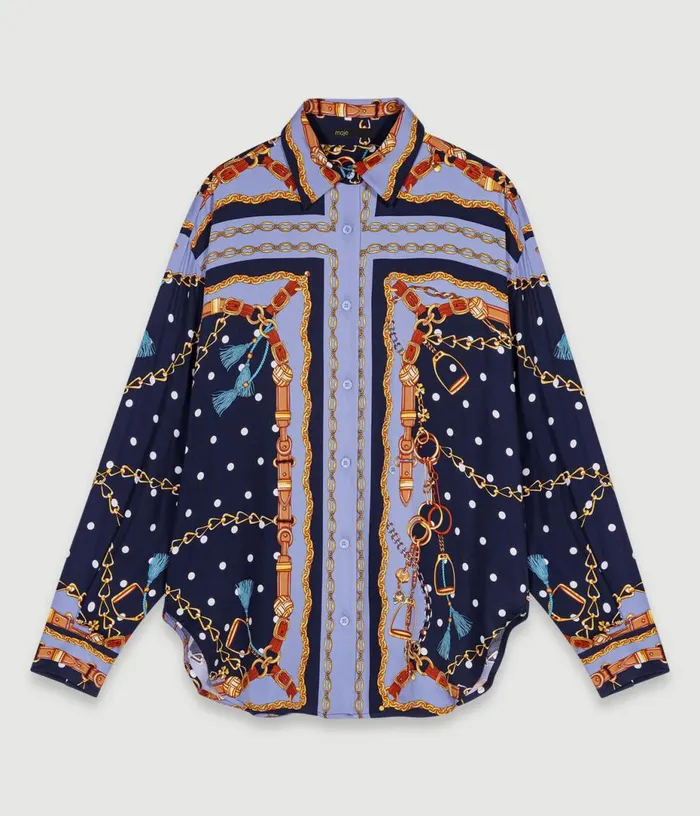 Maje Satineffect Patterned Shirt Women Tops and Shirts