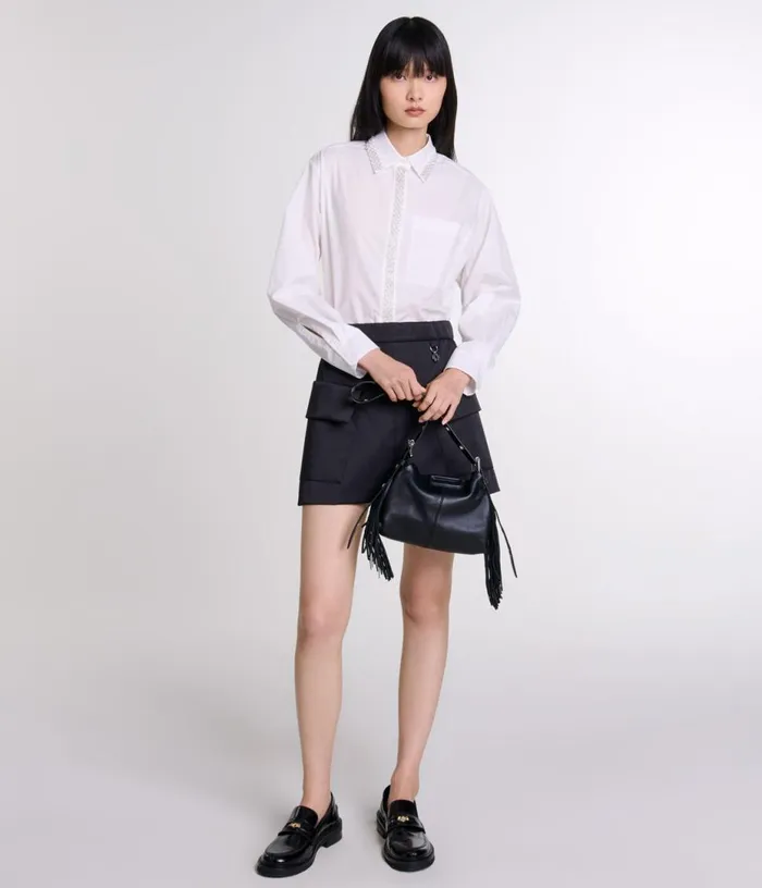 Maje Short Satin Skirt Women Skirts and Shorts