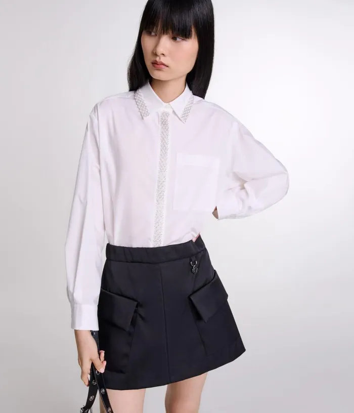 Maje Short Satin Skirt Women Skirts and Shorts