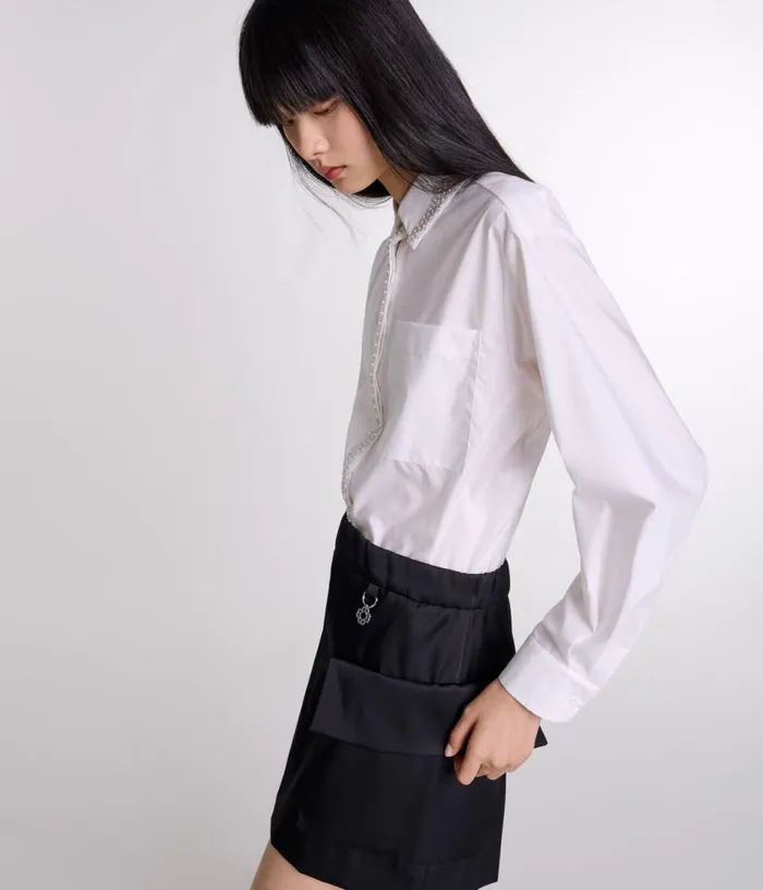 Maje Short Satin Skirt Women Skirts and Shorts