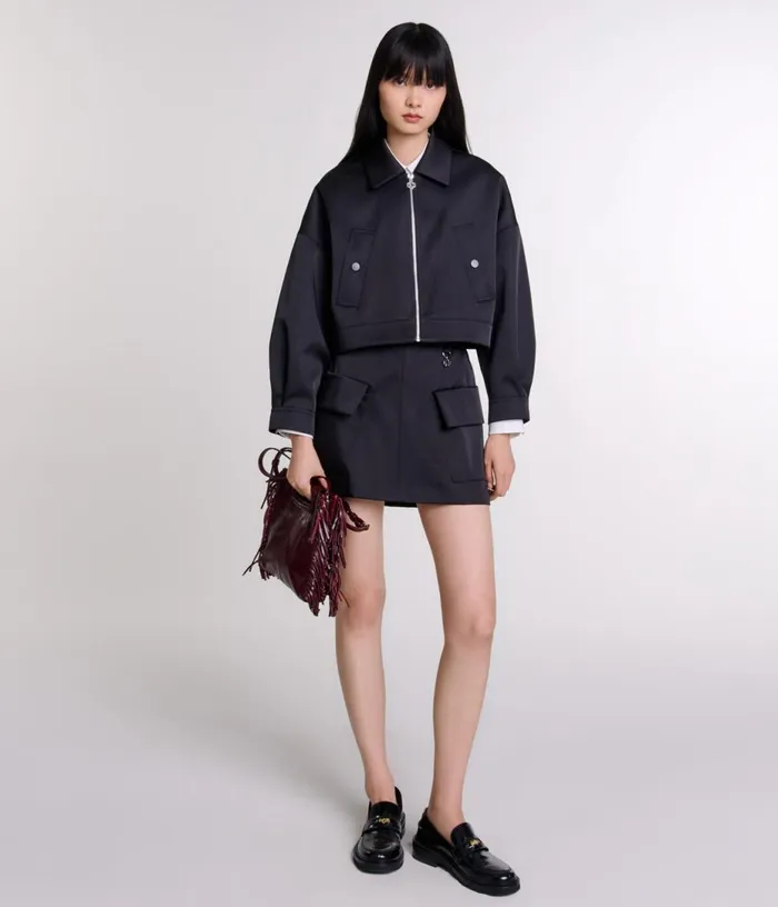 Maje Short Satin Skirt Women Skirts and Shorts