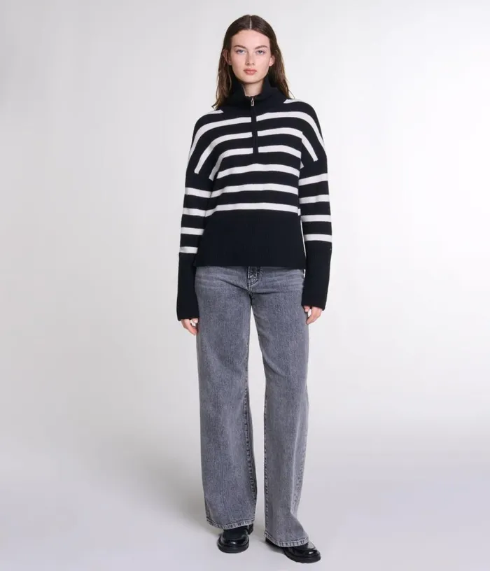 Maje Stripe Print Highneck Jumper Women Sweaters and Cardigans