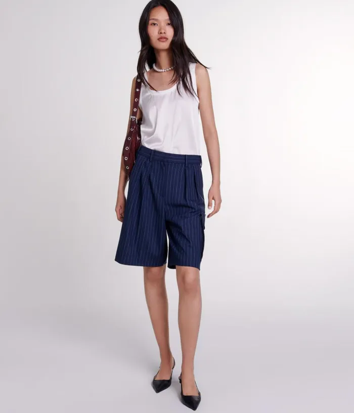 Maje Striped Bermuda Shorts Women Skirts and Shorts
