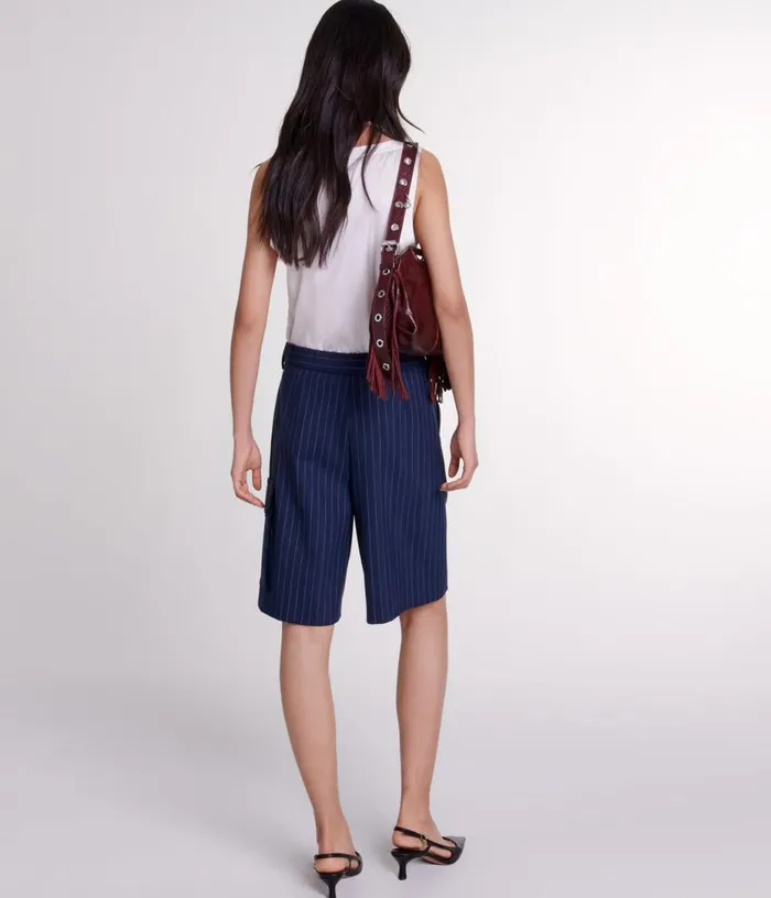 Maje Striped Bermuda Shorts Women Skirts and Shorts