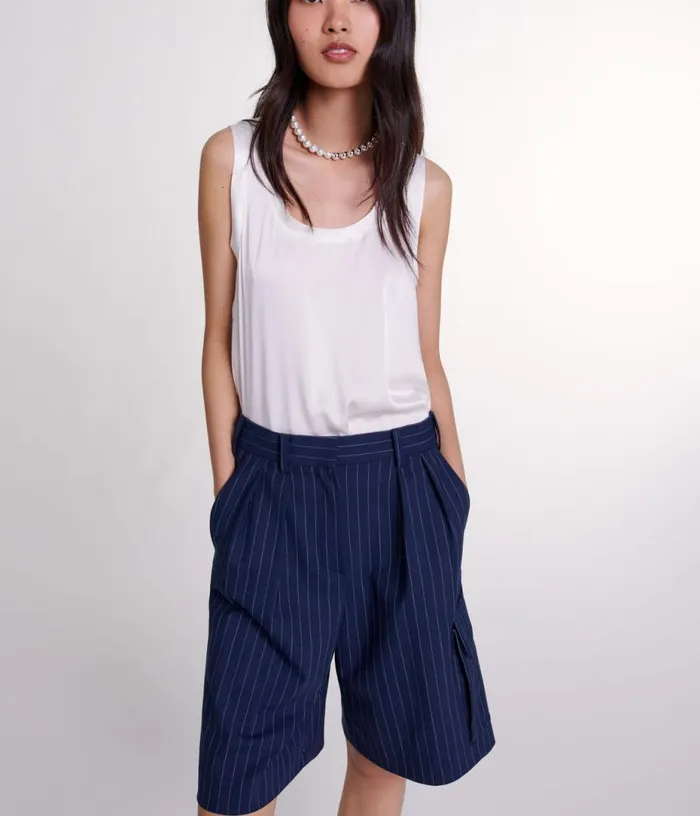 Maje Striped Bermuda Shorts Women Skirts and Shorts