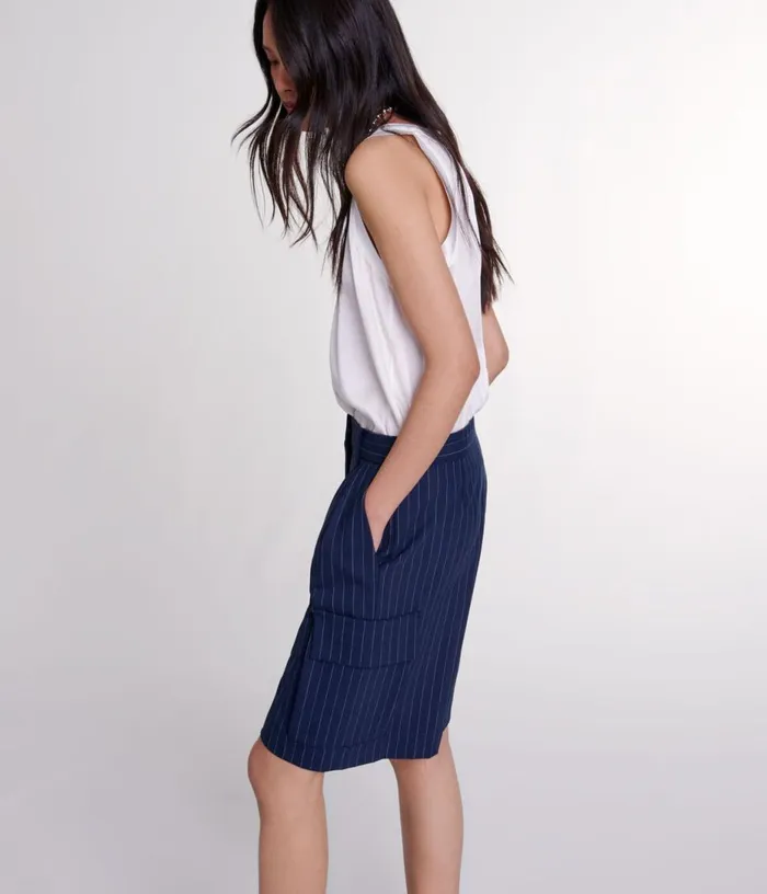 Maje Striped Bermuda Shorts Women Skirts and Shorts
