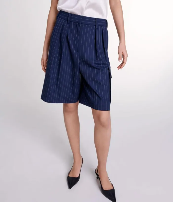 Maje Striped Bermuda Shorts Women Skirts and Shorts