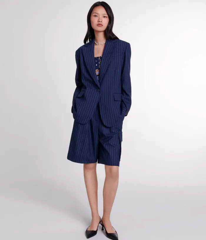 Maje Striped Bermuda Shorts Women Skirts and Shorts