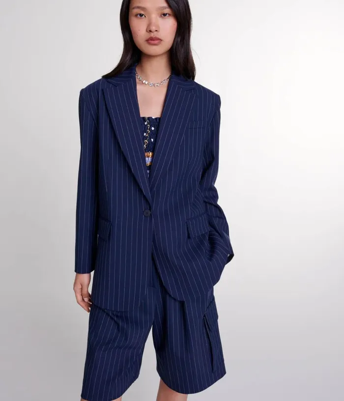 Maje Striped Bermuda Shorts Women Skirts and Shorts
