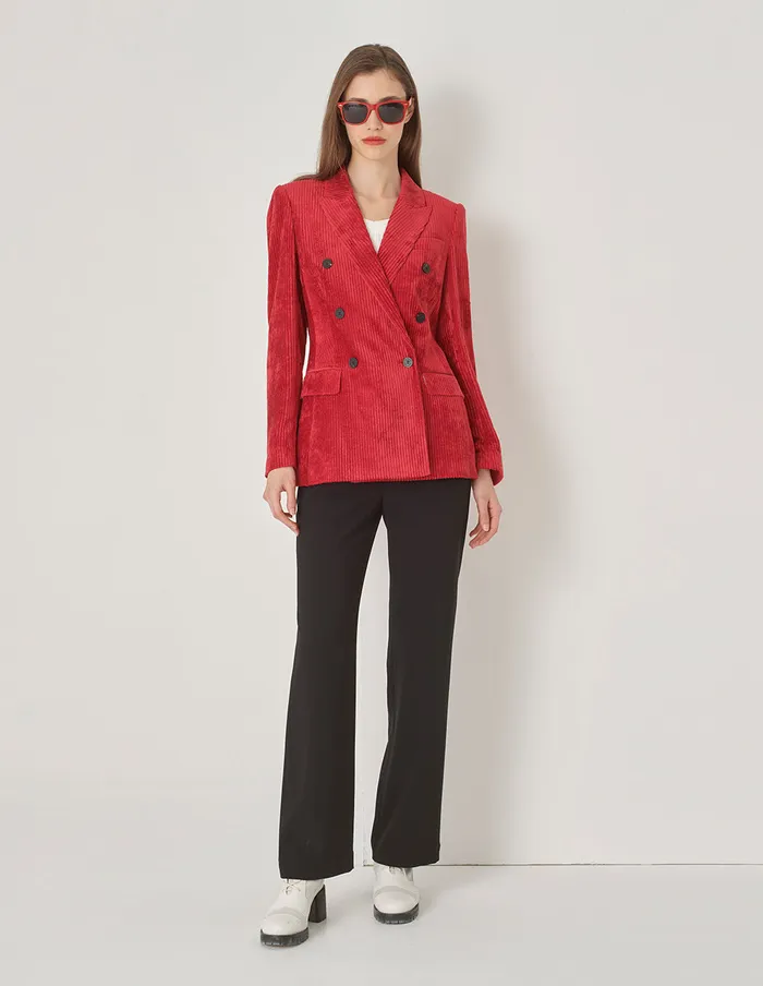 MARYLING Blazers Chunky Corduroy DoubleBreasted Blazer Ruby Red 8211 Women
