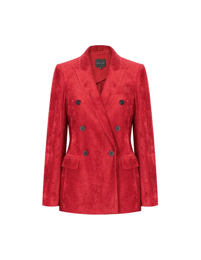MARYLING Blazers Chunky Corduroy DoubleBreasted Blazer Ruby Red 8211 Women