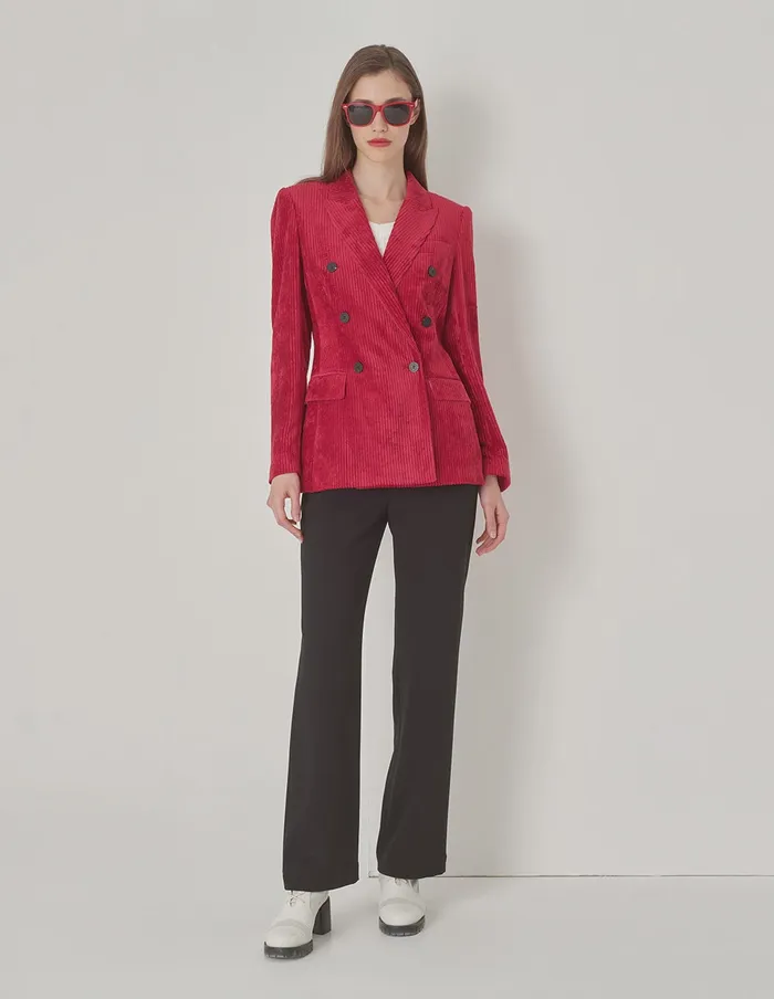 MARYLING Blazers Chunky Corduroy DoubleBreasted Blazer Ruby Red 8211 Women