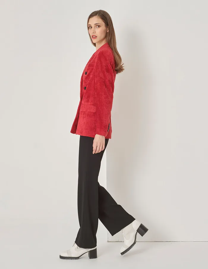 MARYLING Blazers Chunky Corduroy DoubleBreasted Blazer Ruby Red 8211 Women