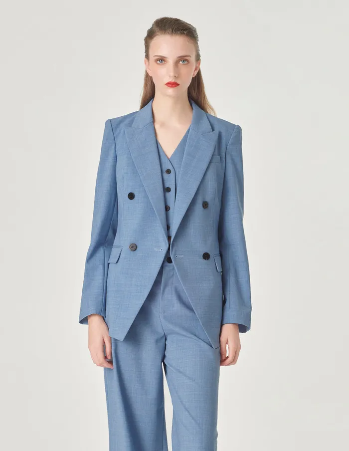 MARYLING Blazers Classic DoubleBreasted Peaked Lapel Blazer Blue 8211 Women MARYLING Blazers Classic DoubleBreasted Peaked Lapel Blazer Blue 8211 Women