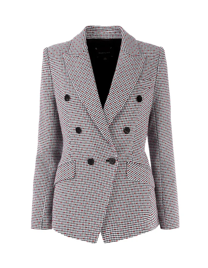 MARYLING Blazers HOUNDSTOOTH DOUBLEBREASTED PEAKLAPEL BLAZER Mix 8211 Women MARYLING Blazers HOUNDSTOOTH DOUBLEBREASTED PEAKLAPEL BLAZER Mix 8211 Women