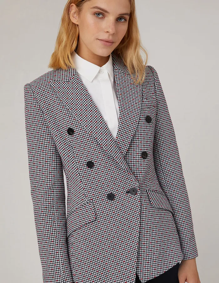 MARYLING Blazers HOUNDSTOOTH DOUBLEBREASTED PEAKLAPEL BLAZER Mix 8211 Women MARYLING Blazers HOUNDSTOOTH DOUBLEBREASTED PEAKLAPEL BLAZER Mix 8211 Women