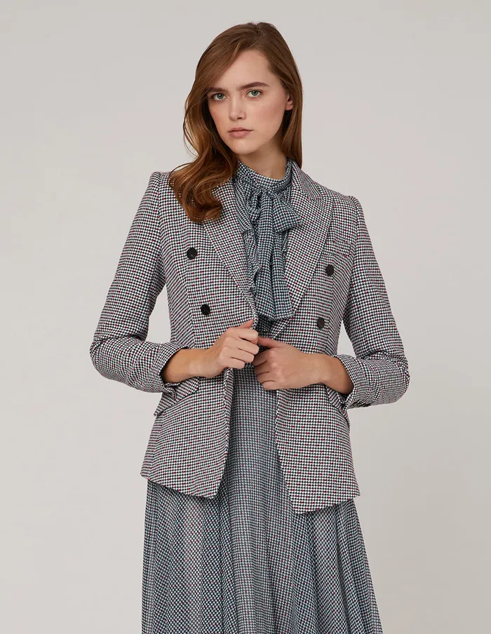 MARYLING Blazers HOUNDSTOOTH DOUBLEBREASTED PEAKLAPEL BLAZER Mix 8211 Women MARYLING Blazers HOUNDSTOOTH DOUBLEBREASTED PEAKLAPEL BLAZER Mix 8211 Women